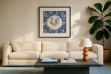 Morning Bloom IV by Daphne Brissonnet. Displayed in a glass frame with matte in a clean modern living room. Available as an archival giclee rolled canvas, fine art paper, or poster print. SKU 49572a.