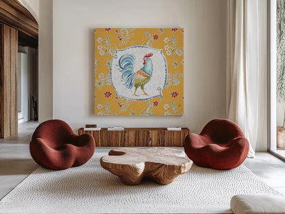 Morning Bloom V by Daphne Brissonnet. Shown as extra-large giant wall art in a modern living room. Available as an archival giclee rolled canvas, fine art paper, or poster print. SKU 49573a.