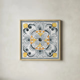 Morning Bloom VII Gray by Daphne Brissonnet. Shown in a natural wood glass frame for a timeless modern aesthetic. Available as an archival giclee rolled canvas, fine art paper, or poster print. SKU 51406a.