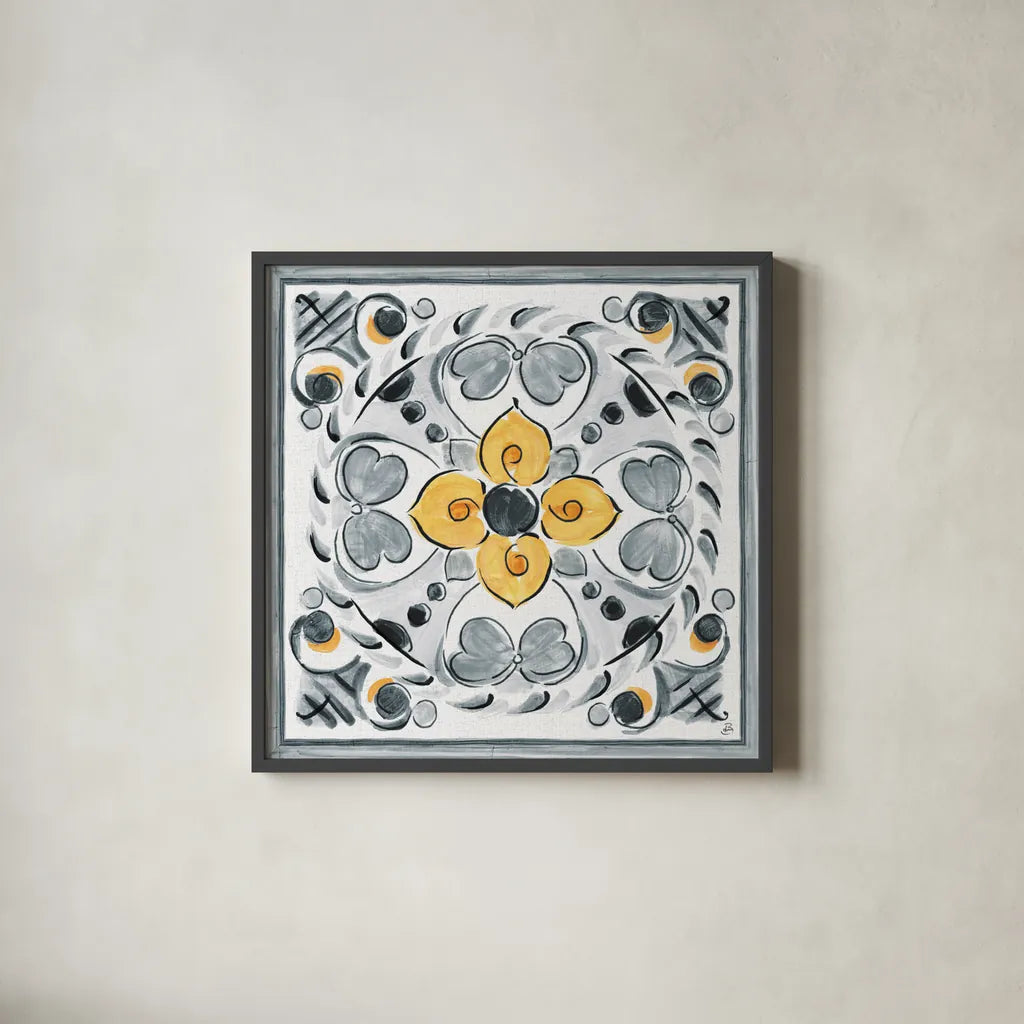 Morning Bloom VIII Gray by Daphne Brissonnet. Shown in a sleek black glass frame for a contemporary gallery look. Available as an archival giclee rolled canvas, fine art paper, or poster print. SKU 51407a.