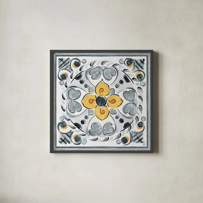 Morning Bloom VIII Gray by Daphne Brissonnet. Shown in a sleek black glass frame for a contemporary gallery look. Available as an archival giclee rolled canvas, fine art paper, or poster print. SKU 51407a.