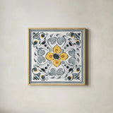 Morning Bloom VIII Gray by Daphne Brissonnet. Shown in a natural wood glass frame for a timeless modern aesthetic. Available as an archival giclee rolled canvas, fine art paper, or poster print. SKU 51407a.