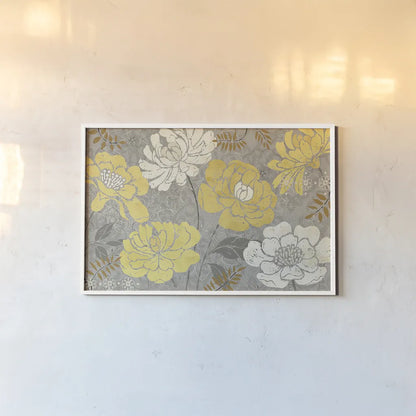 Morning Tones Gold III by Daphne Brissonnet. shown as a paper print in a white frame. Available as a archival giclee rolled canvas, fine art paper, or poster print. SKU 10600i.