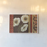 Moroccan Red Applique by Daphne Brissonnet. shown as a paper print in a white frame. Available as a archival giclee rolled canvas, fine art paper, or poster print. SKU 11273i.