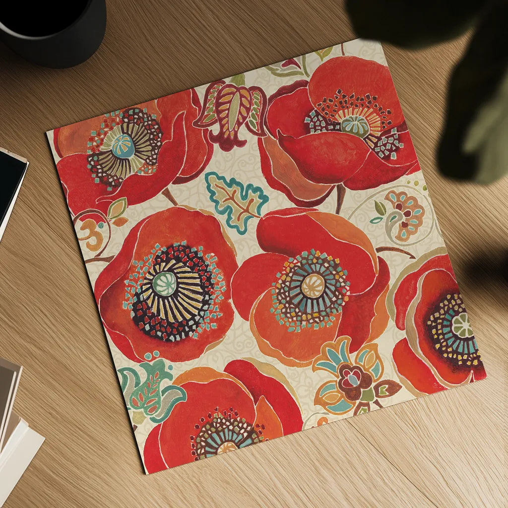 Moroccan Red I Light by Daphne Brissonnet. Shown as a detailed flat fine art print, highlighting archival giclee quality. Available as an archival giclee rolled canvas, fine art paper, or poster print. SKU 10717a.