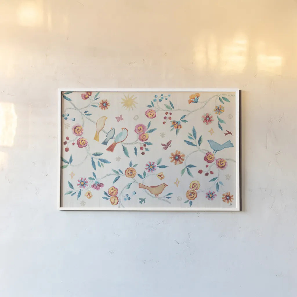 My Bohemian Life I by Daphne Brissonnet. shown as a paper print in a white frame. Available as a archival giclee rolled canvas, fine art paper, or poster print. SKU 60731i.