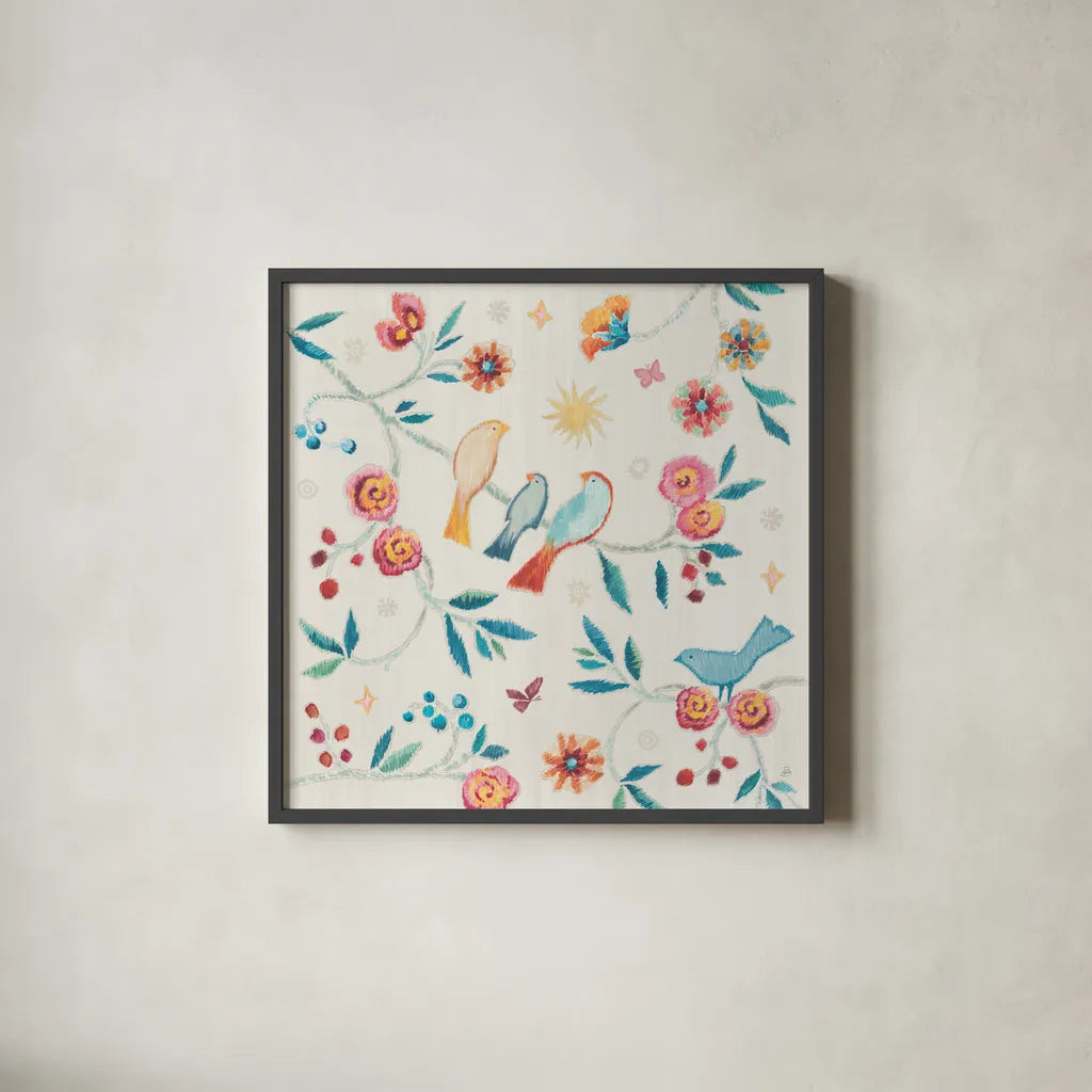 My Bohemian Life III by Daphne Brissonnet. Shown in a sleek black glass frame for a contemporary gallery look. Available as an archival giclee rolled canvas, fine art paper, or poster print. SKU 60733a.