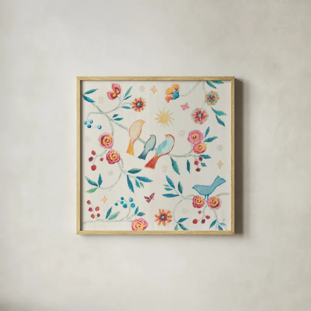 My Bohemian Life III by Daphne Brissonnet. Shown in a natural wood glass frame for a timeless modern aesthetic. Available as an archival giclee rolled canvas, fine art paper, or poster print. SKU 60733a.