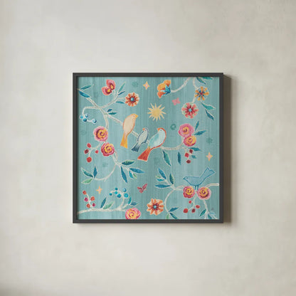 My Bohemian Life III Color by Daphne Brissonnet. Shown in a sleek black glass frame for a contemporary gallery look. Available as an archival giclee rolled canvas, fine art paper, or poster print. SKU 60748a.