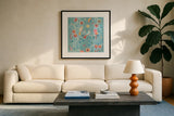My Bohemian Life III Color by Daphne Brissonnet. Displayed in a glass frame with matte in a clean modern living room. Available as an archival giclee rolled canvas, fine art paper, or poster print. SKU 60748a.