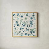 My Bohemian Life III Navy by Daphne Brissonnet. Shown in a natural wood glass frame for a timeless modern aesthetic. Available as an archival giclee rolled canvas, fine art paper, or poster print. SKU 61309a.