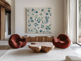 My Bohemian Life III Navy by Daphne Brissonnet. Shown as extra-large giant wall art in a modern living room. Available as an archival giclee rolled canvas, fine art paper, or poster print. SKU 61309a.