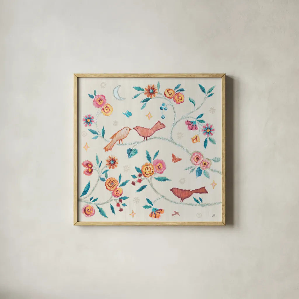 My Bohemian Life IV by Daphne Brissonnet. Shown in a natural wood glass frame for a timeless modern aesthetic. Available as an archival giclee rolled canvas, fine art paper, or poster print. SKU 60734a.