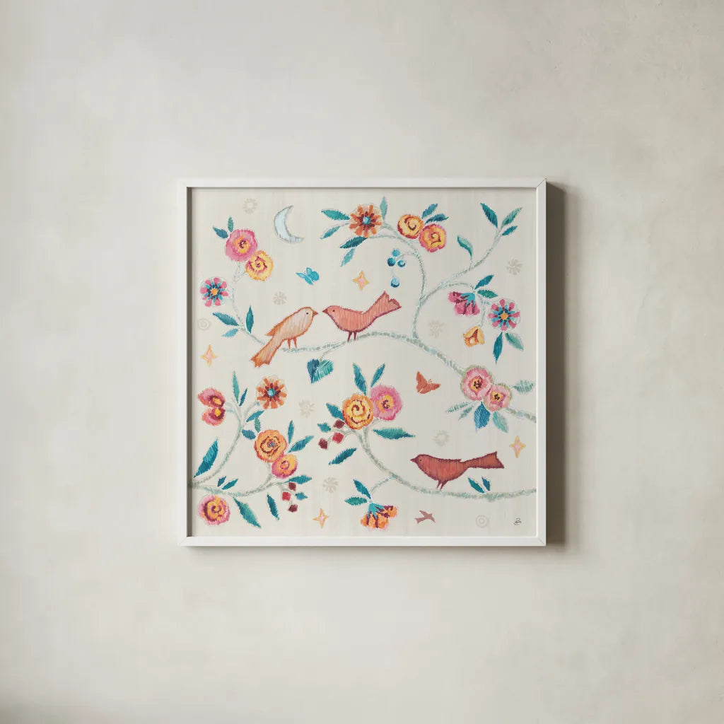 My Bohemian Life IV by Daphne Brissonnet. Shown in a crisp white glass frame for a clean and minimalist style. Available as an archival giclee rolled canvas, fine art paper, or poster print. SKU 60734a.