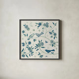 My Bohemian Life IV Navy by Daphne Brissonnet. Shown in a sleek black glass frame for a contemporary gallery look. Available as an archival giclee rolled canvas, fine art paper, or poster print. SKU 61310a.