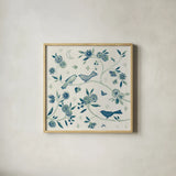 My Bohemian Life IV Navy by Daphne Brissonnet. Shown in a natural wood glass frame for a timeless modern aesthetic. Available as an archival giclee rolled canvas, fine art paper, or poster print. SKU 61310a.
