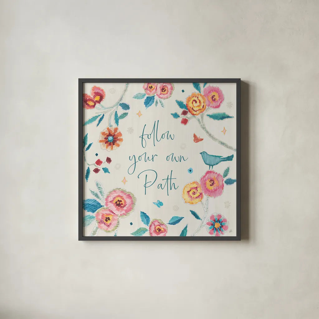 My Bohemian Life VI by Daphne Brissonnet. Shown in a sleek black glass frame for a contemporary gallery look. Available as an archival giclee rolled canvas, fine art paper, or poster print. SKU 60736a.