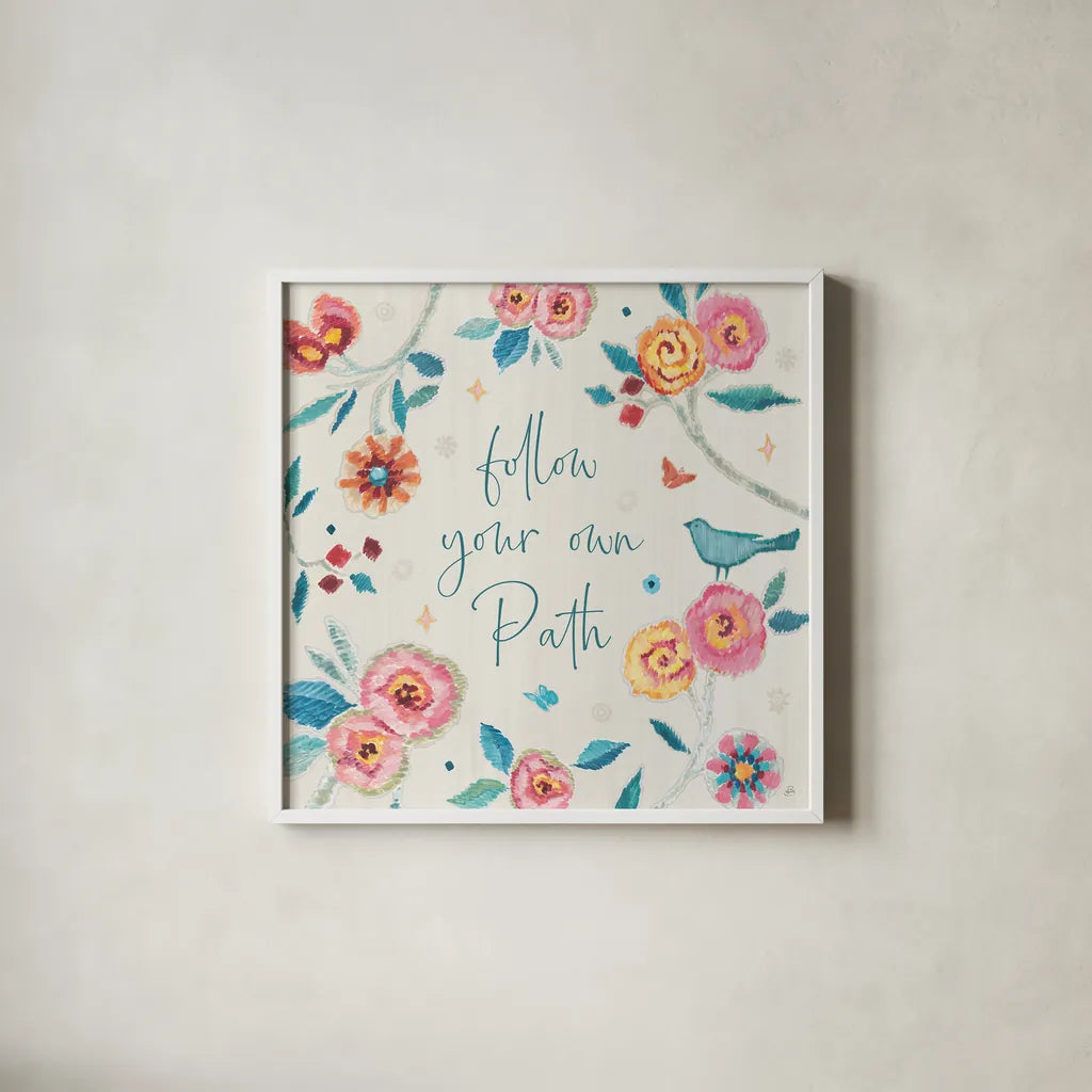 My Bohemian Life VI by Daphne Brissonnet. Shown in a crisp white glass frame for a clean and minimalist style. Available as an archival giclee rolled canvas, fine art paper, or poster print. SKU 60736a.