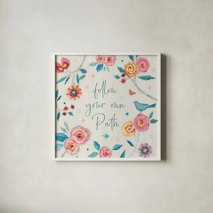 My Bohemian Life VI by Daphne Brissonnet. Shown in a crisp white glass frame for a clean and minimalist style. Available as an archival giclee rolled canvas, fine art paper, or poster print. SKU 60736a.