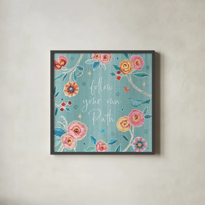 My Bohemian Life VI Color by Daphne Brissonnet. Shown in a sleek black glass frame for a contemporary gallery look. Available as an archival giclee rolled canvas, fine art paper, or poster print. SKU 60751a.