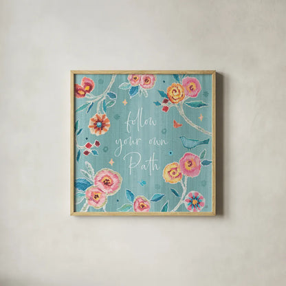 My Bohemian Life VI Color by Daphne Brissonnet. Shown in a natural wood glass frame for a timeless modern aesthetic. Available as an archival giclee rolled canvas, fine art paper, or poster print. SKU 60751a.