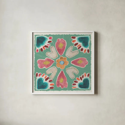 My Bohemian Life X by Daphne Brissonnet. Shown in a crisp white glass frame for a clean and minimalist style. Available as an archival giclee rolled canvas, fine art paper, or poster print. SKU 60740a.