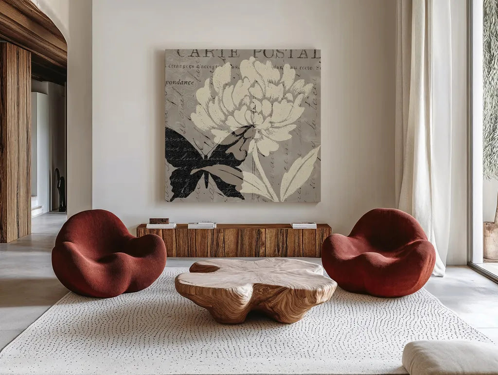 Natural Prints I by Daphne Brissonnet. Shown as extra-large giant wall art in a modern living room. Available as an archival giclee rolled canvas, fine art paper, or poster print. SKU 5783a.