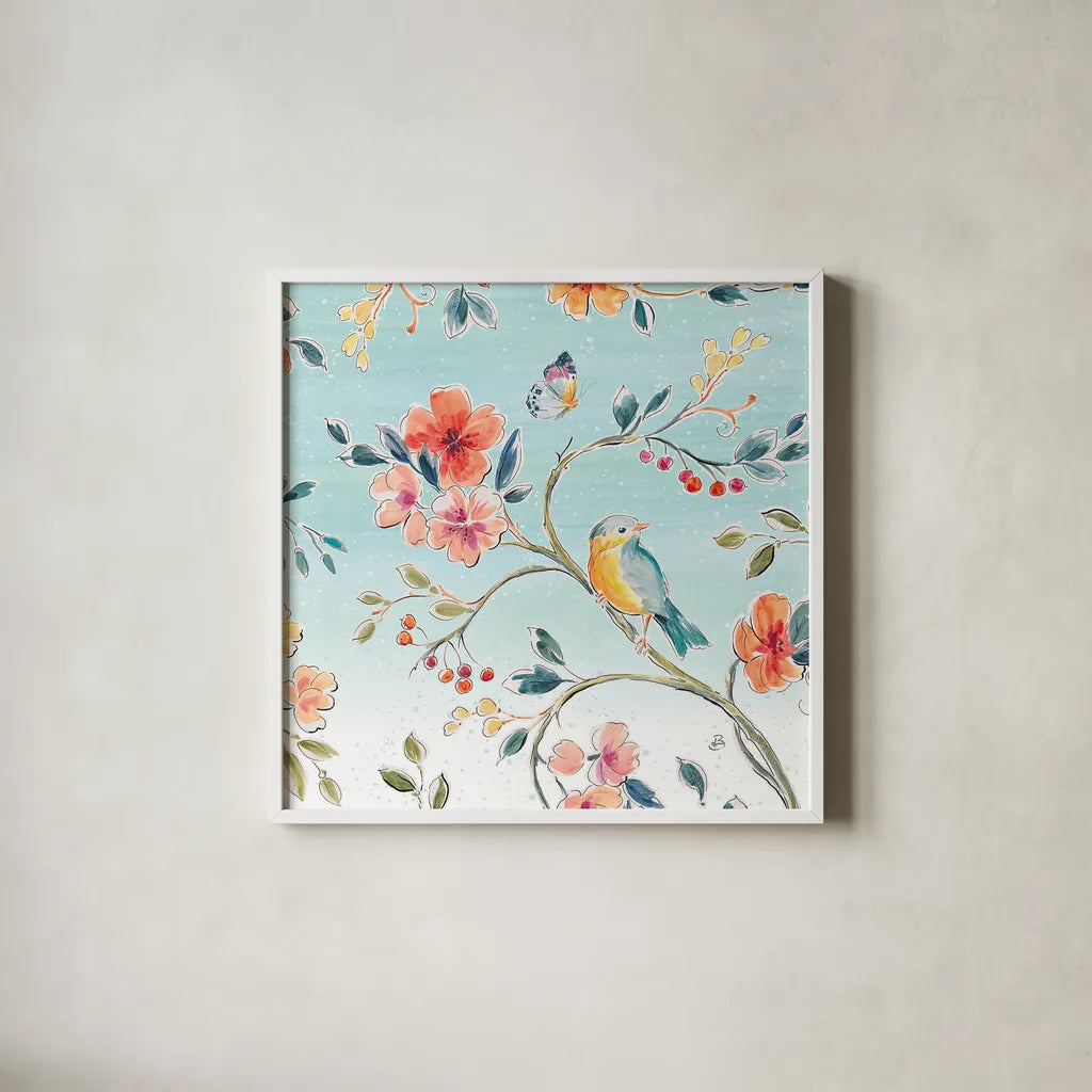 Natures Bliss III by Daphne Brissonnet. Shown in a crisp white glass frame for a clean and minimalist style. Available as an archival giclee rolled canvas, fine art paper, or poster print. SKU 48137a.