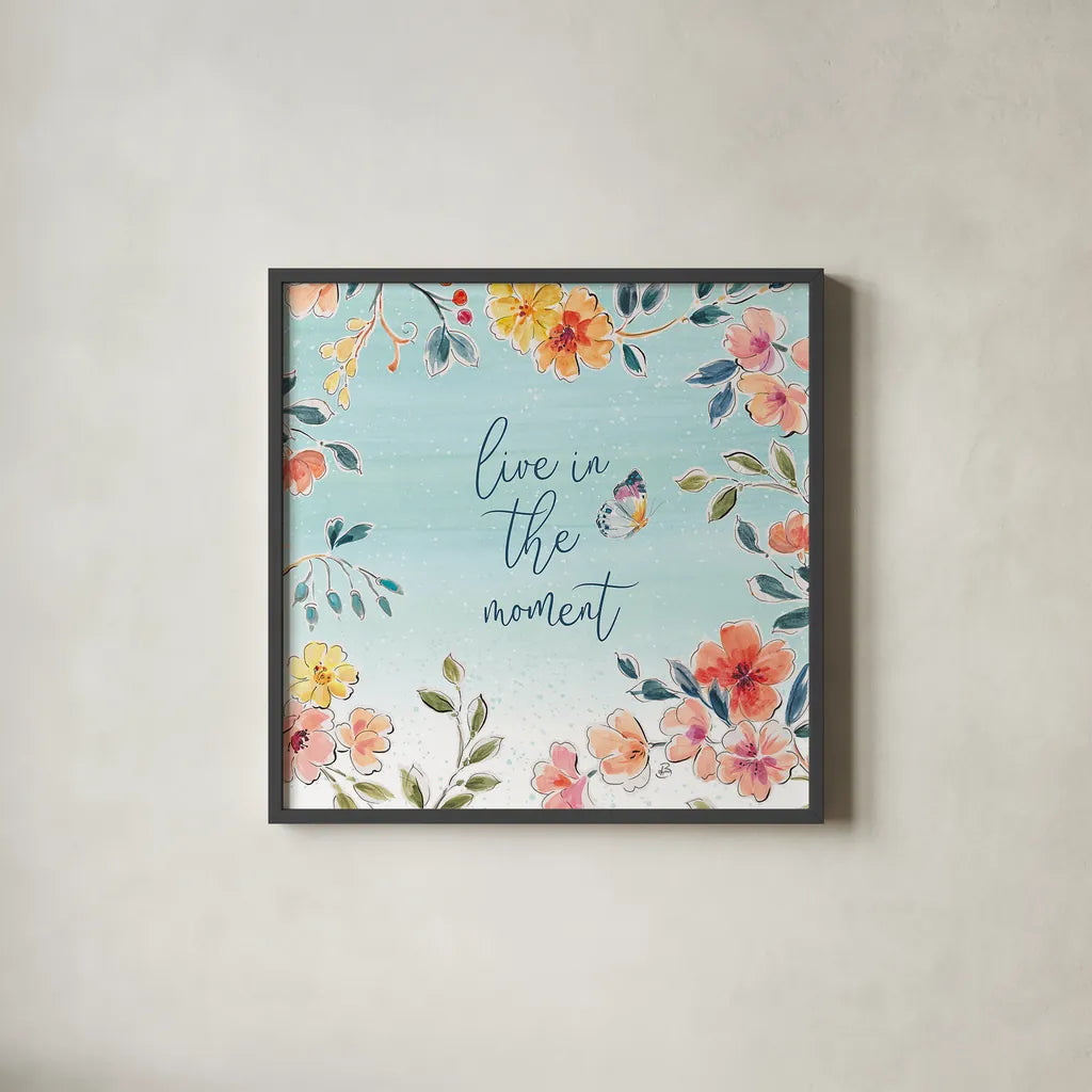 Natures Bliss IV by Daphne Brissonnet. Shown in a sleek black glass frame for a contemporary gallery look. Available as an archival giclee rolled canvas, fine art paper, or poster print. SKU 48138a.