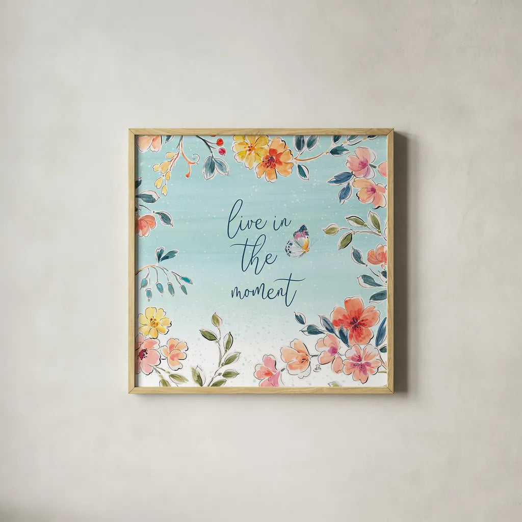 Natures Bliss IV by Daphne Brissonnet. Shown in a natural wood glass frame for a timeless modern aesthetic. Available as an archival giclee rolled canvas, fine art paper, or poster print. SKU 48138a.