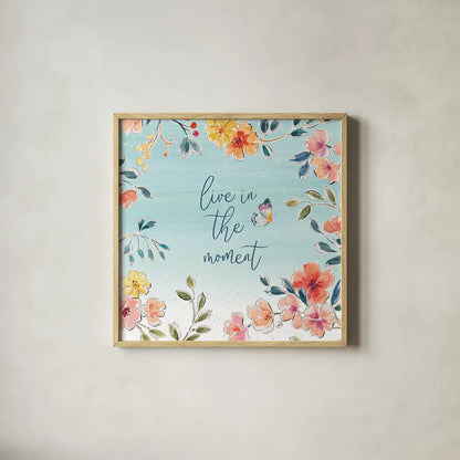 Natures Bliss IV by Daphne Brissonnet. Shown in a natural wood glass frame for a timeless modern aesthetic. Available as an archival giclee rolled canvas, fine art paper, or poster print. SKU 48138a.