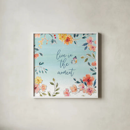 Natures Bliss IV by Daphne Brissonnet. Shown in a crisp white glass frame for a clean and minimalist style. Available as an archival giclee rolled canvas, fine art paper, or poster print. SKU 48138a.