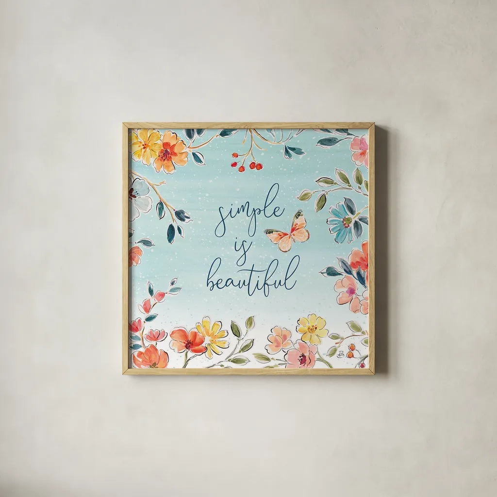 Natures Bliss V by Daphne Brissonnet. Shown in a natural wood glass frame for a timeless modern aesthetic. Available as an archival giclee rolled canvas, fine art paper, or poster print. SKU 48139a.