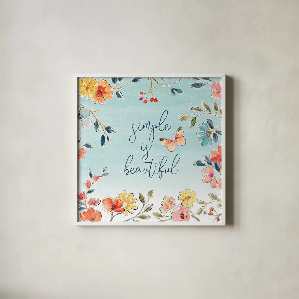 Natures Bliss V by Daphne Brissonnet. Shown in a crisp white glass frame for a clean and minimalist style. Available as an archival giclee rolled canvas, fine art paper, or poster print. SKU 48139a.