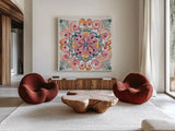 Natures Bliss VIII by Daphne Brissonnet. Shown as extra-large giant wall art in a modern living room. Available as an archival giclee rolled canvas, fine art paper, or poster print. SKU 48142a.