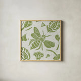 Nordic Woodcut VI by Daphne Brissonnet. Shown in a natural wood glass frame for a timeless modern aesthetic. Available as an archival giclee rolled canvas, fine art paper, or poster print. SKU 21865a.