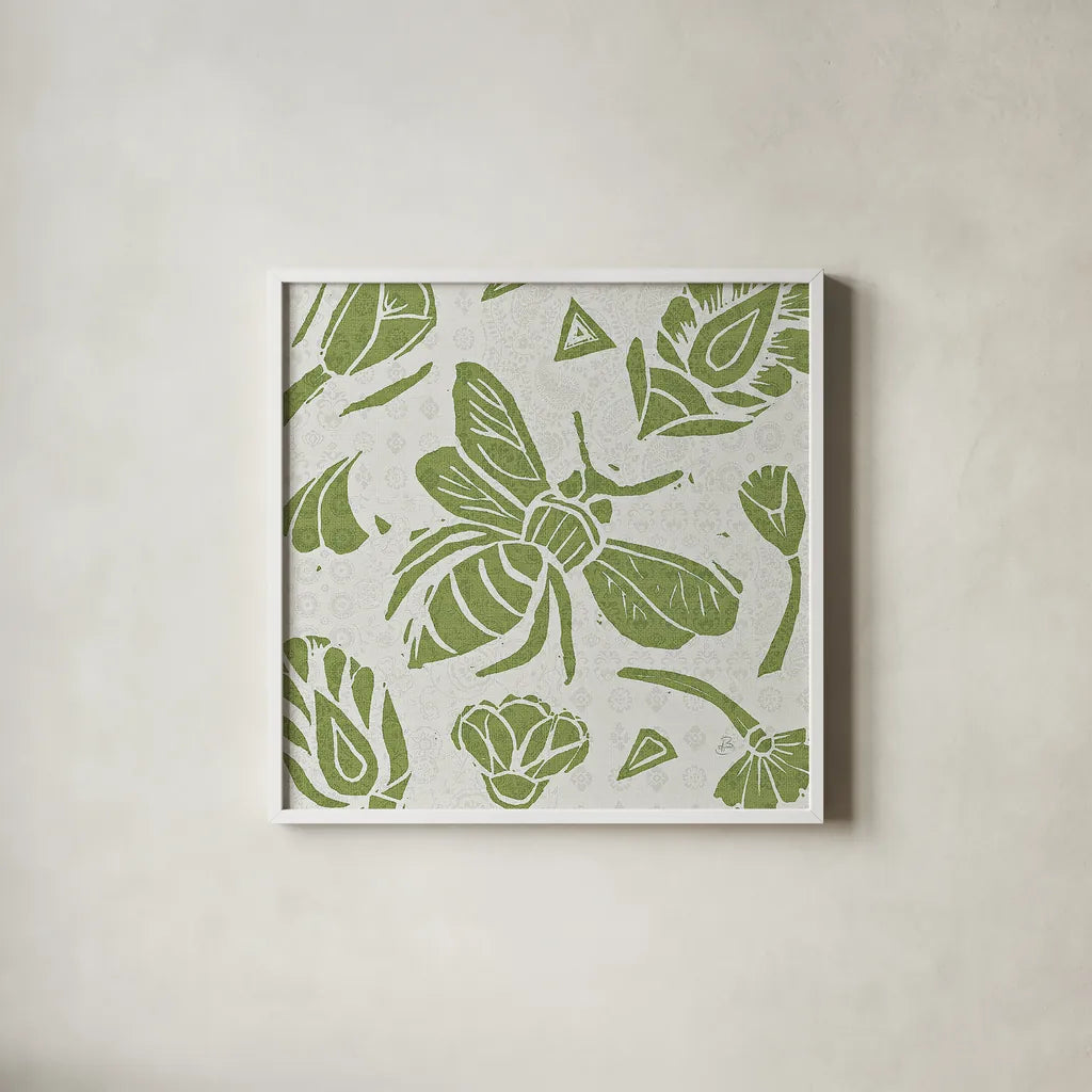 Nordic Woodcut VI by Daphne Brissonnet. Shown in a crisp white glass frame for a clean and minimalist style. Available as an archival giclee rolled canvas, fine art paper, or poster print. SKU 21865a.