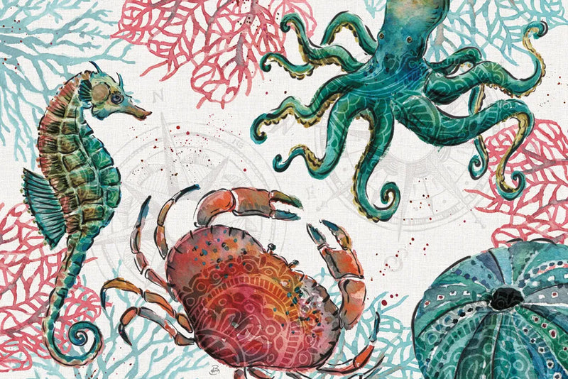Ocean Finds I by Daphne Brissonnet. SKU 64725i. Archival Giclee Fine art print for wall decor.