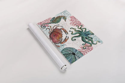 Ocean Finds I by Daphne Brissonnet. shown as a rolled paper print. Available as archival giclee rolled canvas, fine art paper, or poster print. SKU 64725i.