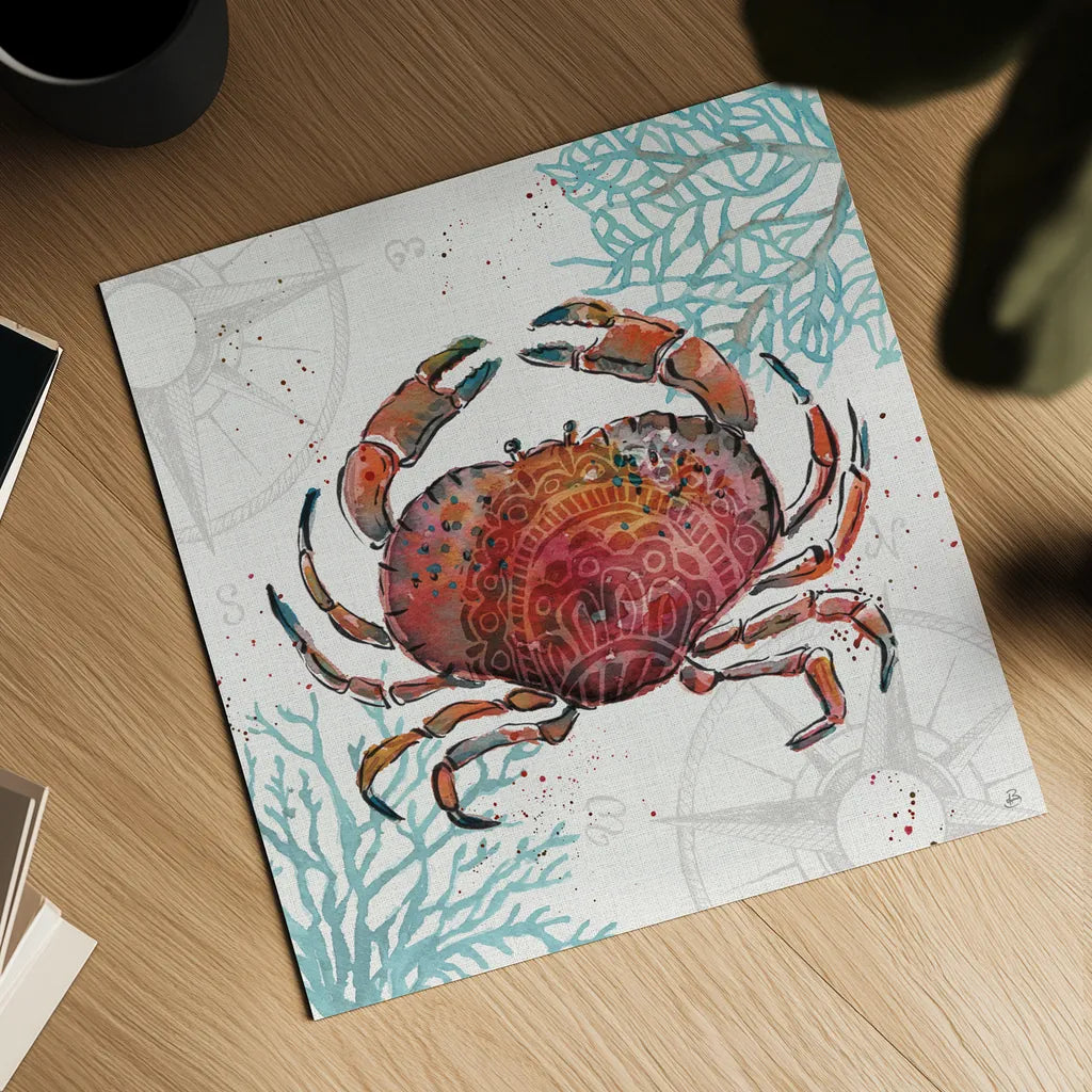 Ocean Finds II by Daphne Brissonnet. Shown as a detailed flat fine art print, highlighting archival giclee quality. Available as an archival giclee rolled canvas, fine art paper, or poster print. SKU 64726a.