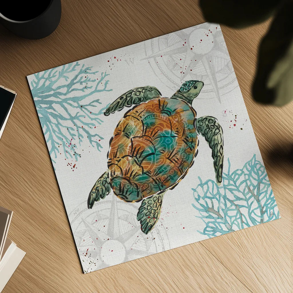 Ocean Finds IV by Daphne Brissonnet. Shown as a detailed flat fine art print, highlighting archival giclee quality. Available as an archival giclee rolled canvas, fine art paper, or poster print. SKU 64728a.