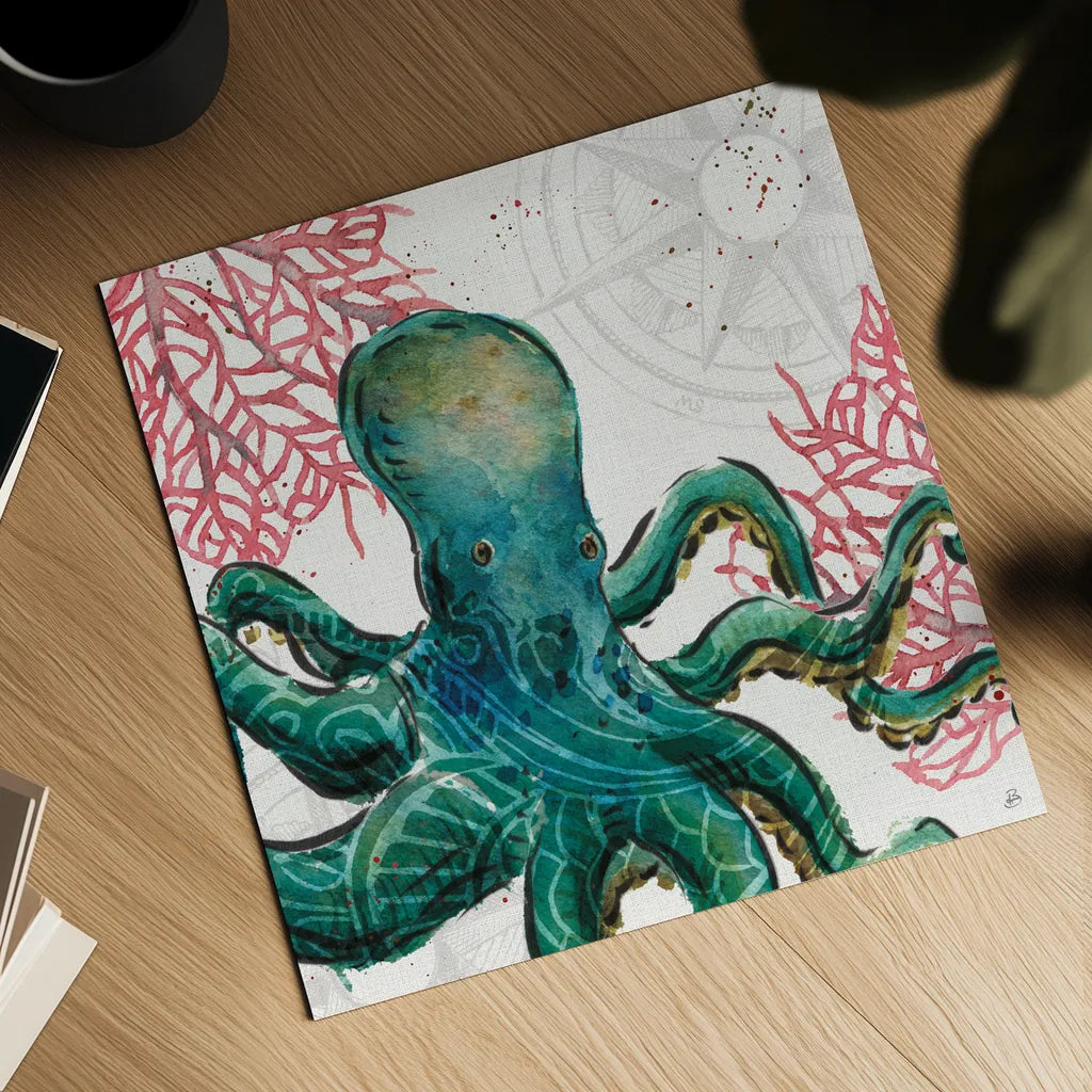 Ocean Finds IX by Daphne Brissonnet. Shown as a detailed flat fine art print, highlighting archival giclee quality. Available as an archival giclee rolled canvas, fine art paper, or poster print. SKU 64733a.