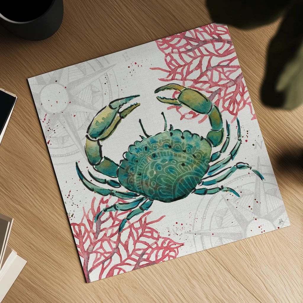 Ocean Finds V by Daphne Brissonnet. Shown as a detailed flat fine art print, highlighting archival giclee quality. Available as an archival giclee rolled canvas, fine art paper, or poster print. SKU 64729a.