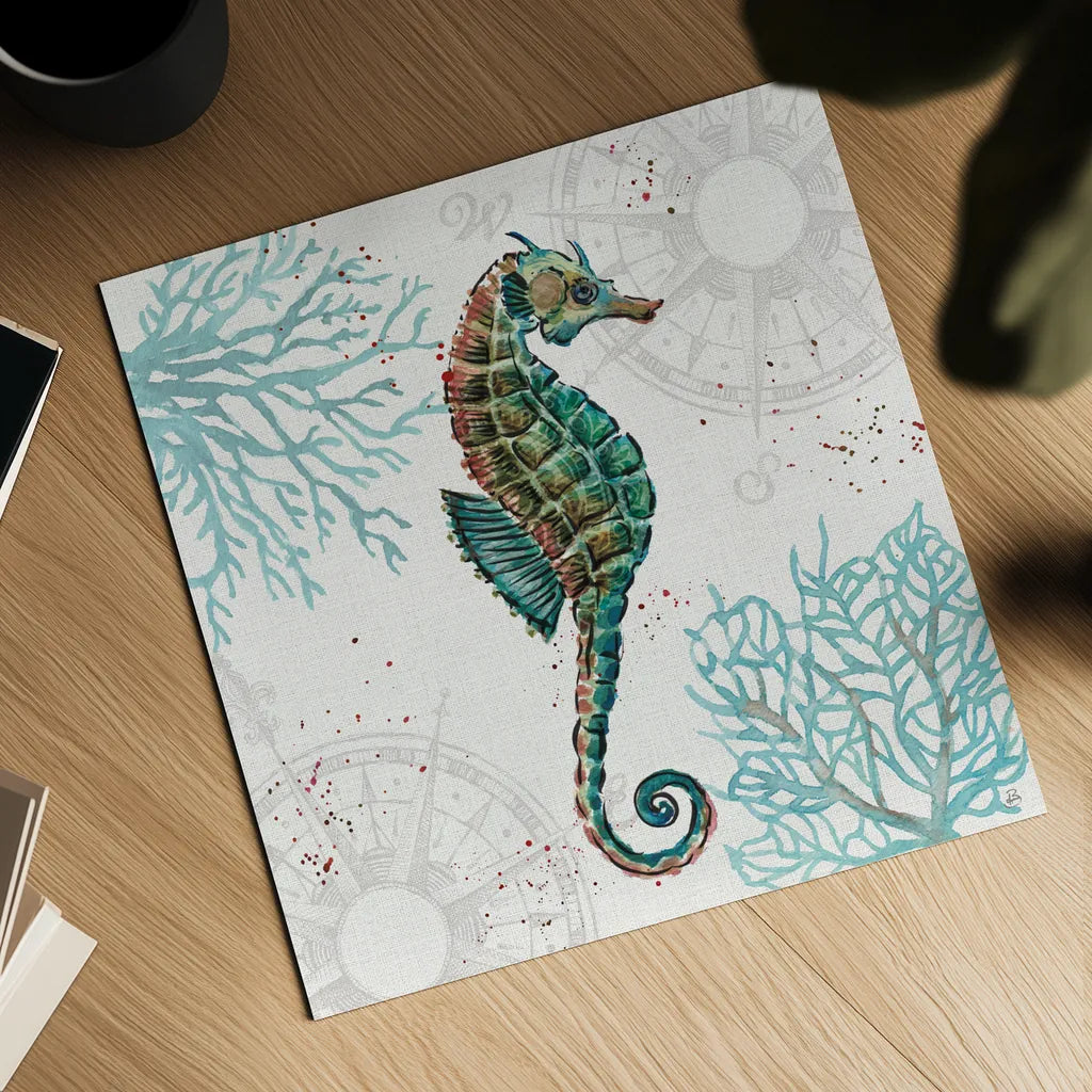 Ocean Finds VI by Daphne Brissonnet. Shown as a detailed flat fine art print, highlighting archival giclee quality. Available as an archival giclee rolled canvas, fine art paper, or poster print. SKU 64730a.