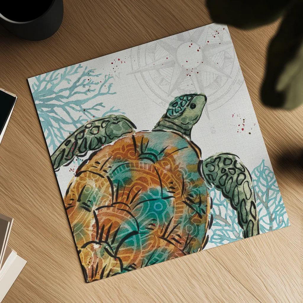 Ocean Finds X by Daphne Brissonnet. Shown as a detailed flat fine art print, highlighting archival giclee quality. Available as an archival giclee rolled canvas, fine art paper, or poster print. SKU 64734a.