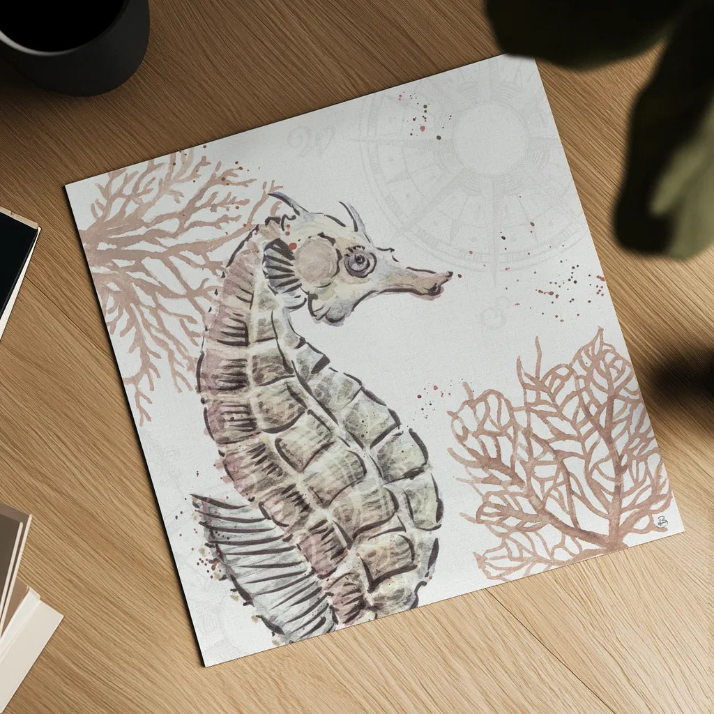 Ocean Finds XII Neutral by Daphne Brissonnet. Shown as a detailed flat fine art print, highlighting archival giclee quality. Available as an archival giclee rolled canvas, fine art paper, or poster print. SKU 85800a.