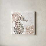 Ocean Finds XII Neutral by Daphne Brissonnet. Shown in a crisp white glass frame for a clean and minimalist style. Available as an archival giclee rolled canvas, fine art paper, or poster print. SKU 85800a.
