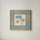 Oceanography Framed IV by Daphne Brissonnet. Shown in a natural wood glass frame for a timeless modern aesthetic. Available as an archival giclee rolled canvas, fine art paper, or poster print. SKU 105003a.