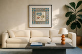 Oceanography Framed IV by Daphne Brissonnet. Displayed in a glass frame with matte in a clean modern living room. Available as an archival giclee rolled canvas, fine art paper, or poster print. SKU 105003a.