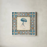 Oceanography Framed VII by Daphne Brissonnet. Shown in a crisp white glass frame for a clean and minimalist style. Available as an archival giclee rolled canvas, fine art paper, or poster print. SKU 67100a.
